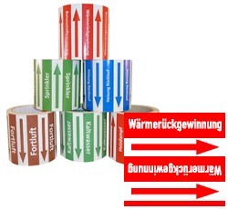 Rohrleitungsband Wärmerückgewinnung rot/weiss 100 mm x 10 m