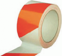 Warnband 50 mm x 25 m - Rot / Weiß - Links