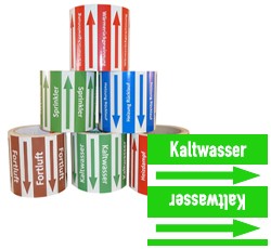 Rohrleitungsband Kaltwasser grün/weiss 100 mm x 10 m