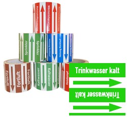 Rohrleitungsband Trinkwasser kalt grün/weiss 100 mm x 10 m